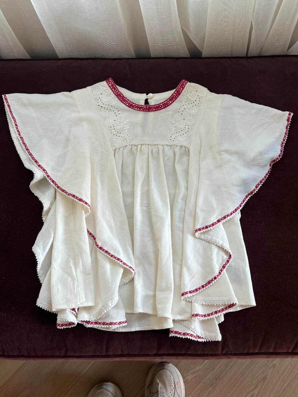 Isabel Marant Etoile Railey Blouse in Cream with Red Trim